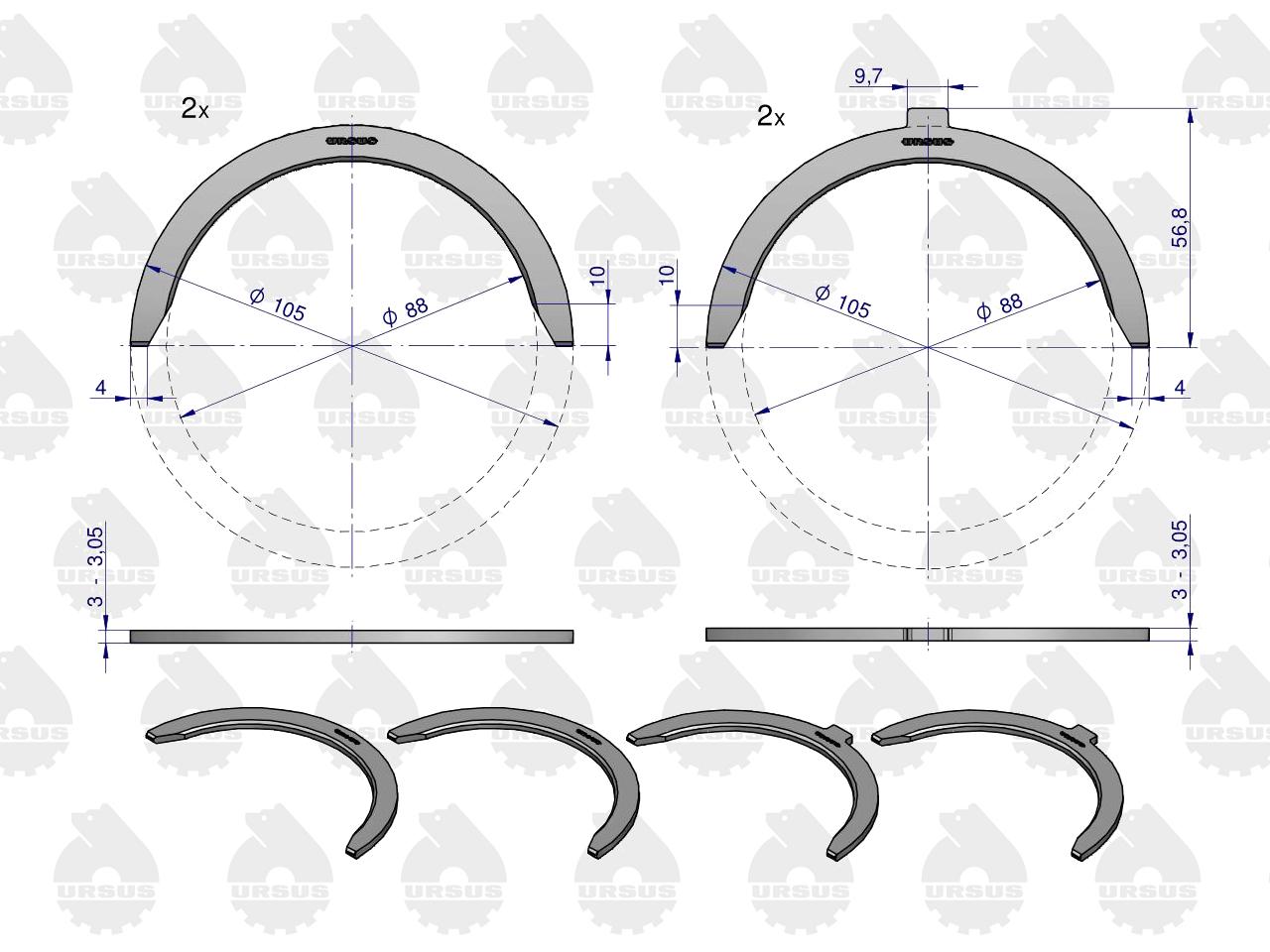 Kpl. półpierścieni N-0,20 (I szlif) 42013991 C-330 ORYGINAŁ URSUS