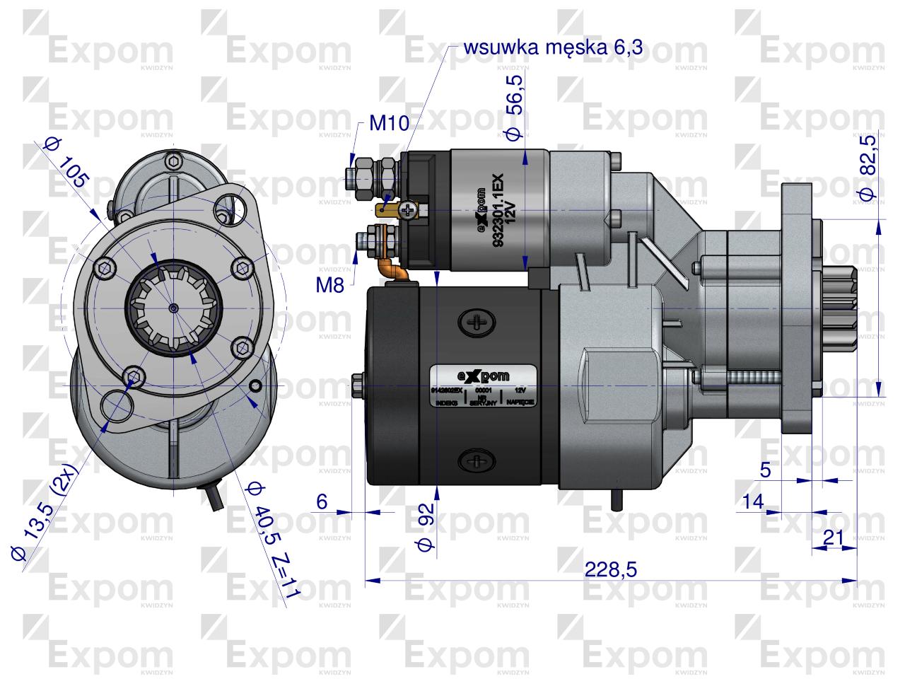 Rozrusznik z reduktorem typu Magneton Lamborghini Same 9142602 Blu Line EXPOM KWIDZYN