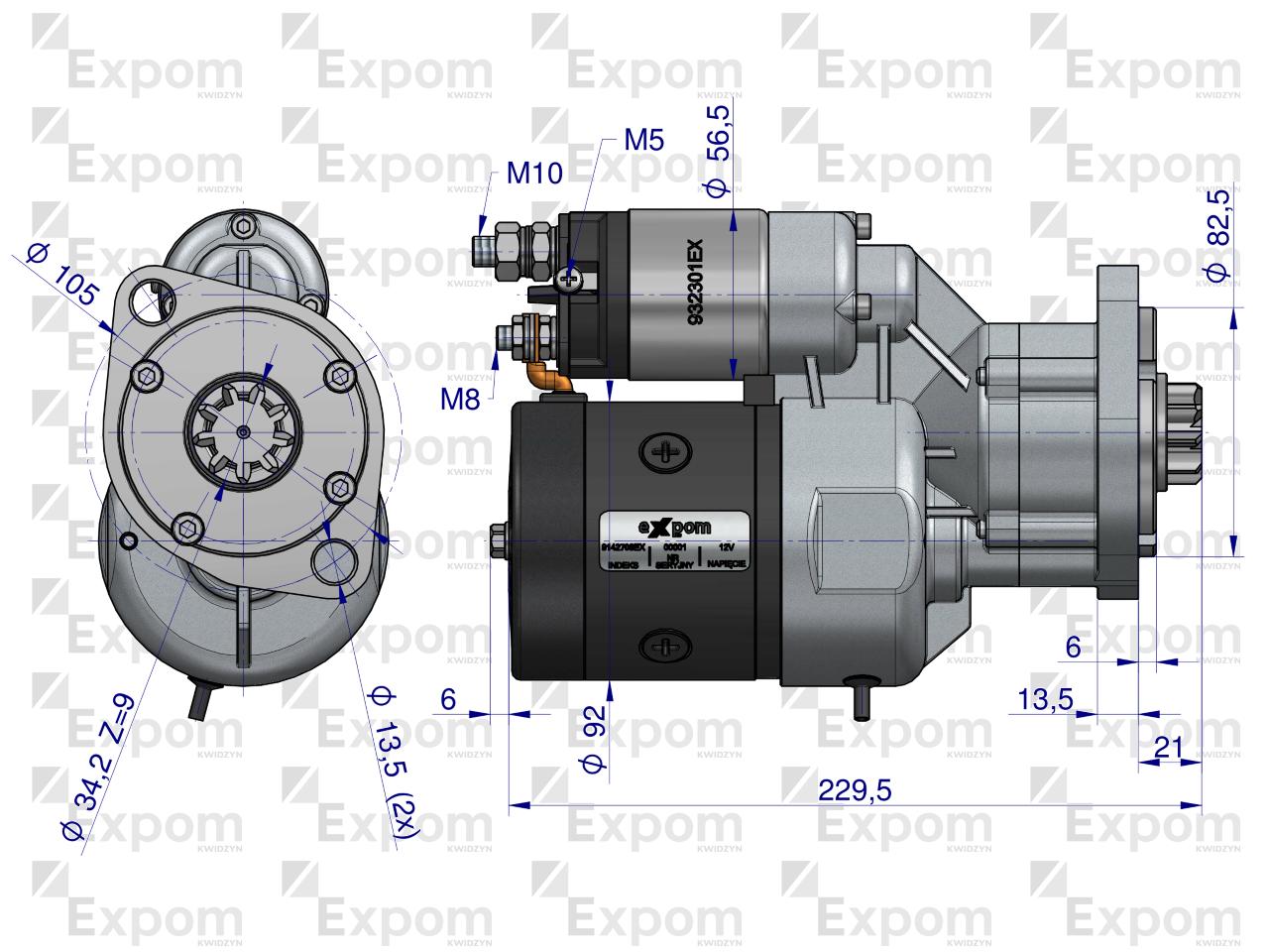 Rozrusznik z reduktorem typu Magneton DEUTZ 9142708 Blue Line EXPOM KWIDZYN