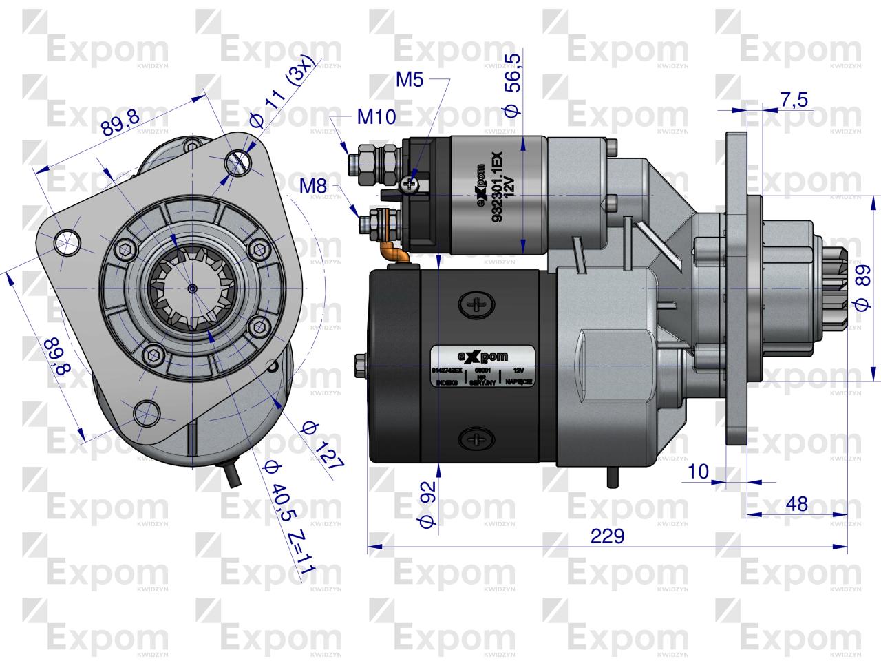 Rozrusznik z reduktorem typu Magneton 9142742 C-385 Blue Line EXPOM KWIDZYN