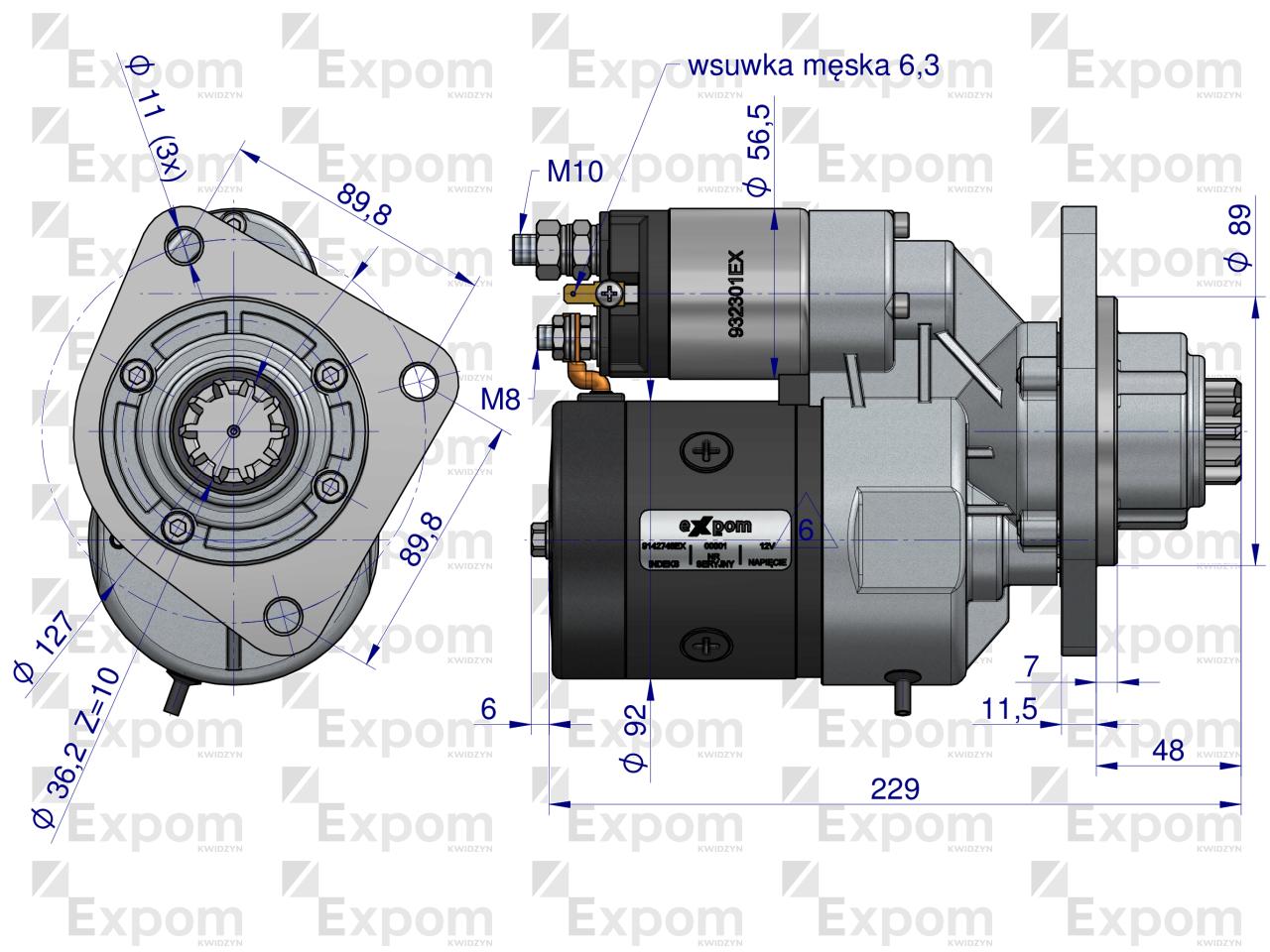 Rozrusznik z reduktorem typu Magneton 9142748 Case MF Blue Line EXPOM KWIDZYN
