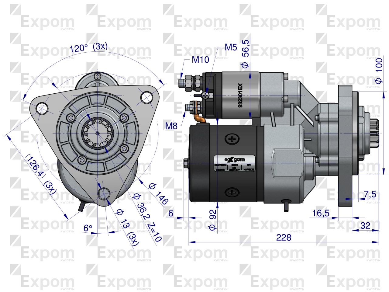 Rozrusznik z reduktorem typu Magneton T25 MTZ Blue Line EXPOM KWIDZYN