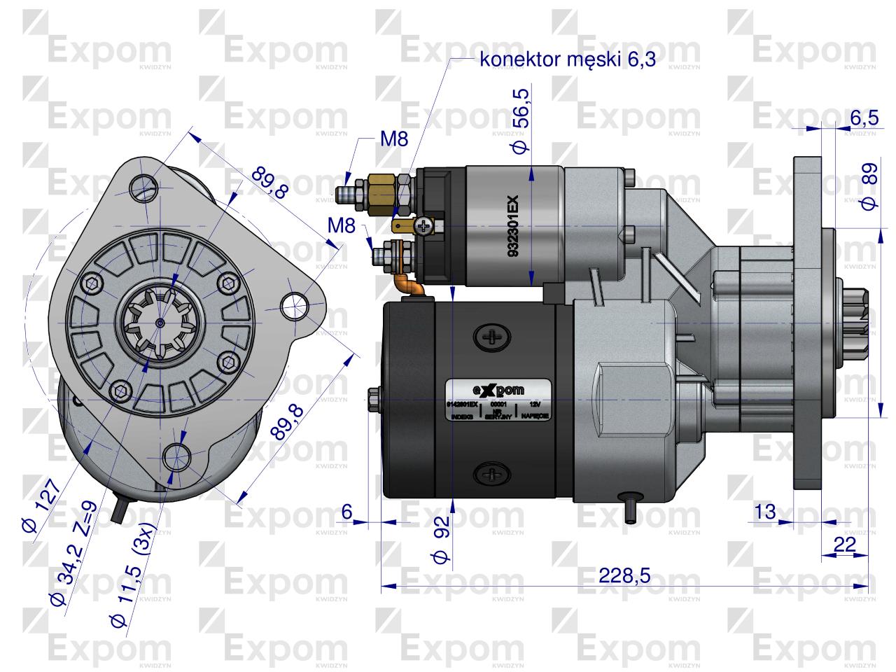 Rozrusznik z reduktorem typu Magneton Fendt Renault 9142801 Blue Line EXPOM KWIDZYN