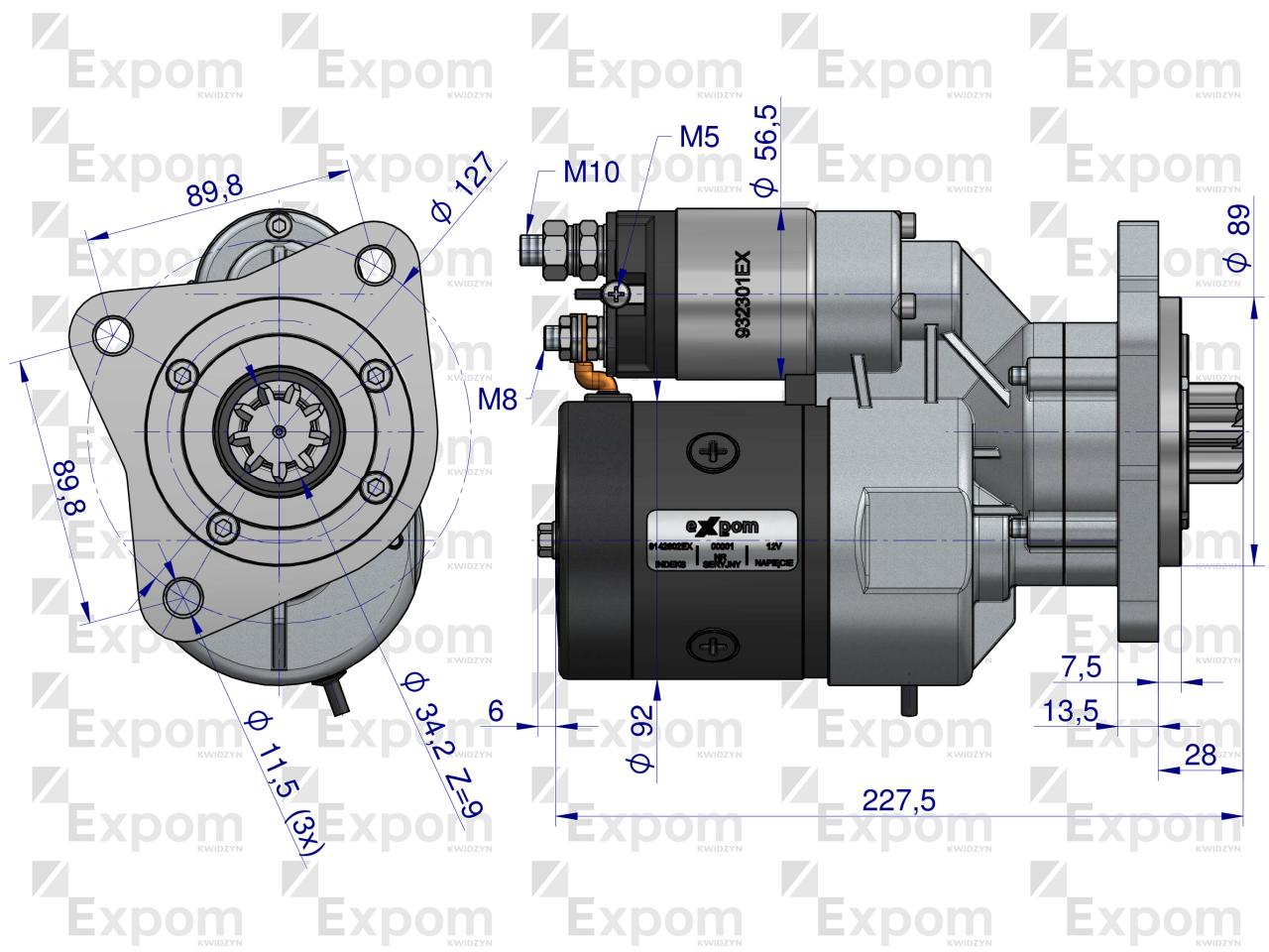 Rozrusznik z reduktorem typu Magneton Deutz Fendt 9142802 Blue Line EXPOM KWIDZYN