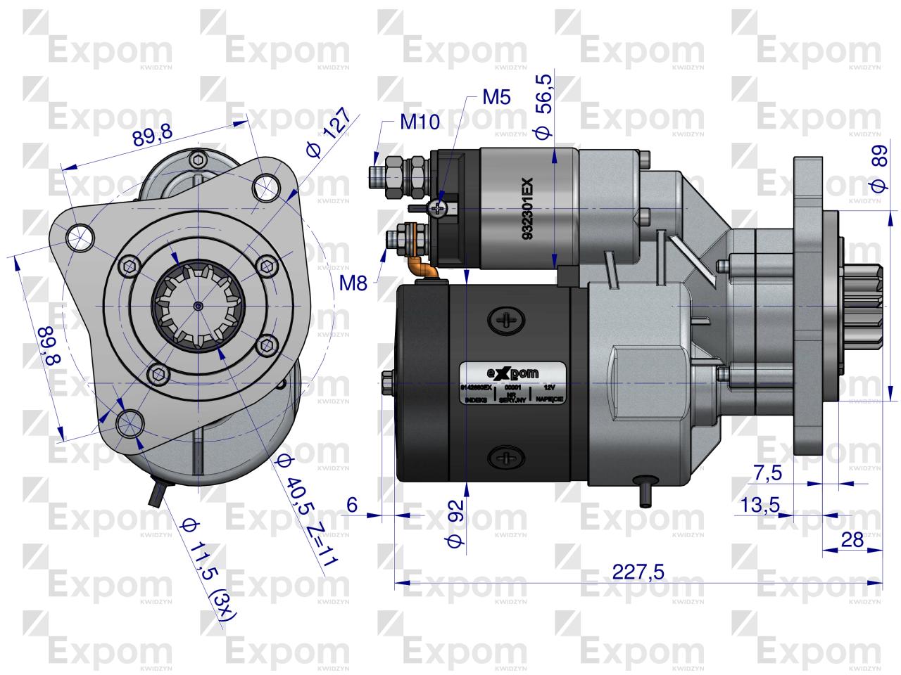 Rozrusznik z reduktorem Same Steyr Lamborghini typu Magneton 9142603,9142880 Blue Line EXPOM KWIDZYN