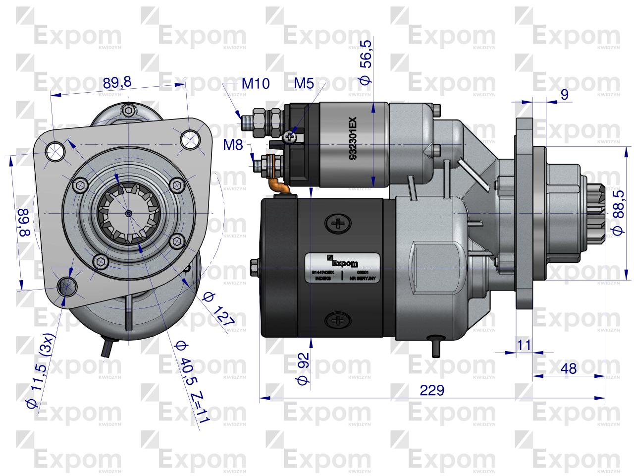 Rozrusznik z reduktorem typu Magneton 9144742 Zetor Lamborghini.Renault  Blue Line EXPOM KWIDZYN