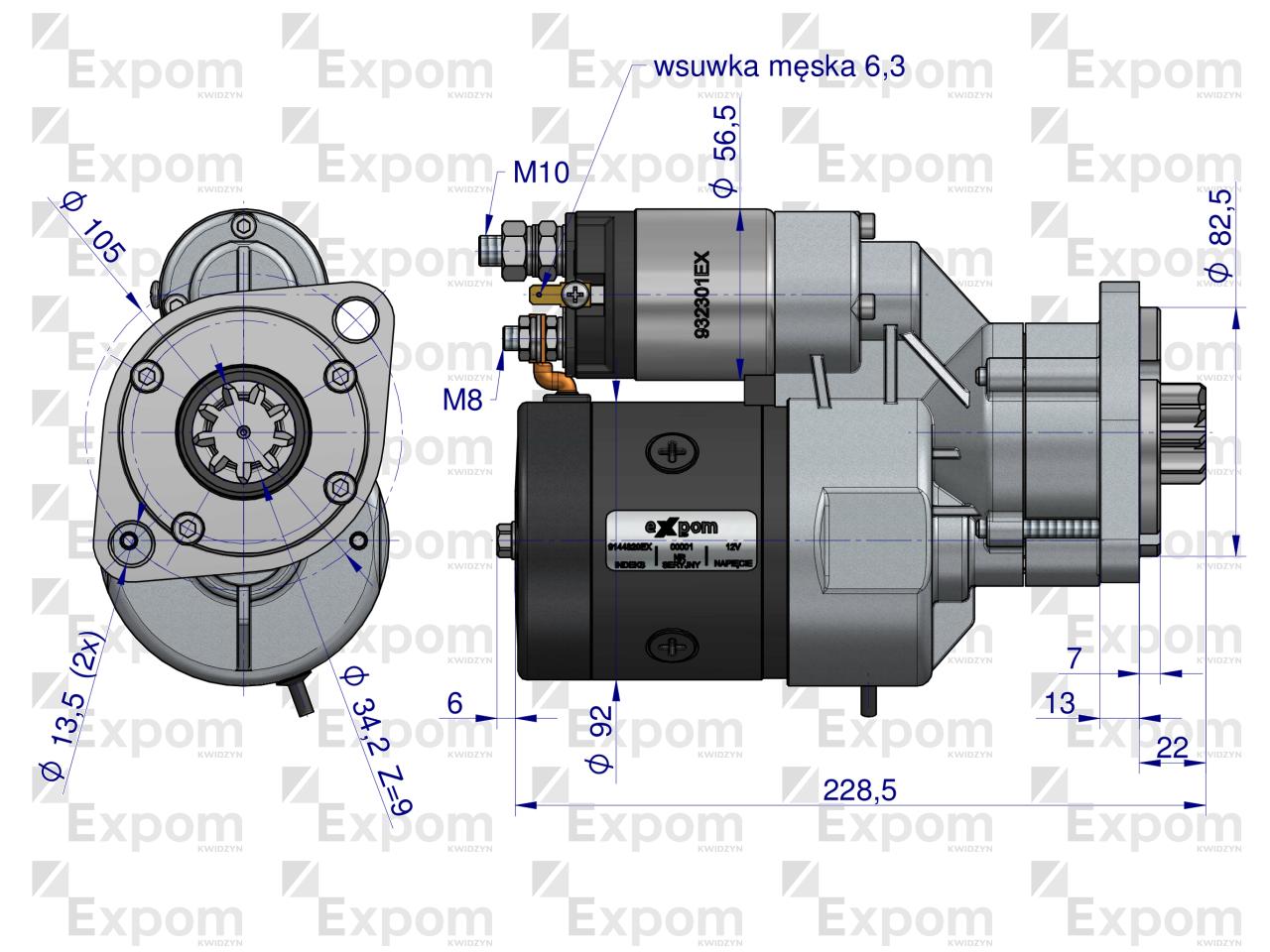 Rozrusznik z reduktorem typu Magneton 9144820 Deutz-Fahr Blue Line EXPOM KWIDZYN