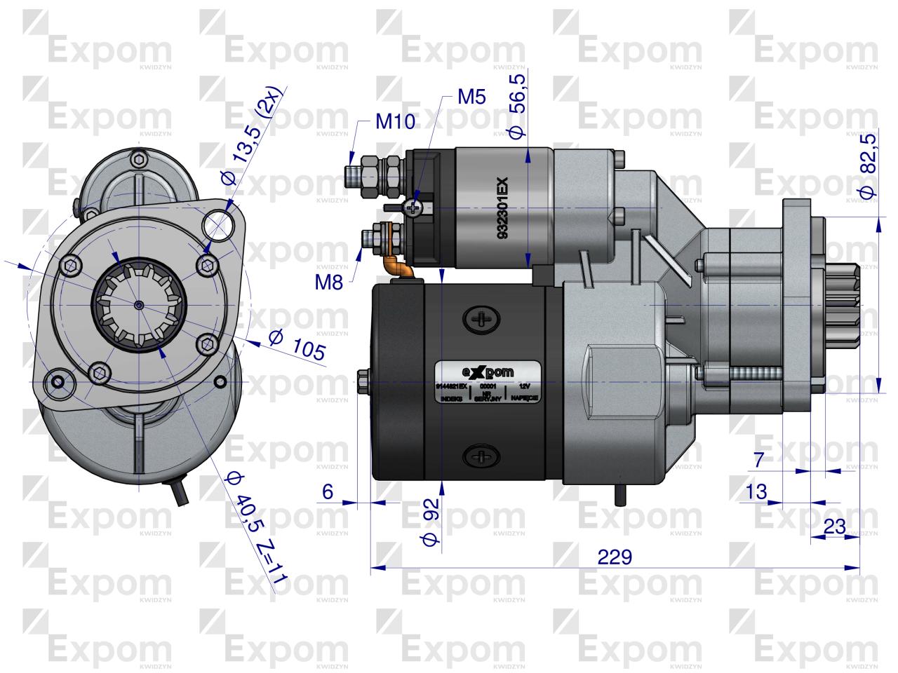 Rozrusznik z reduktorem DEUTZ SAME LAMBORGHINI typu Magneton 9144821 Blue Line EXPOM KWIDZYN