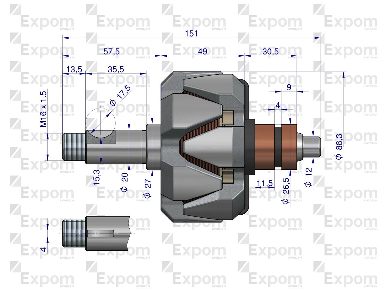 Wirnik alternatora 9515672EX C-385 Nowy Typ EXPOM KWIDZYN eu 