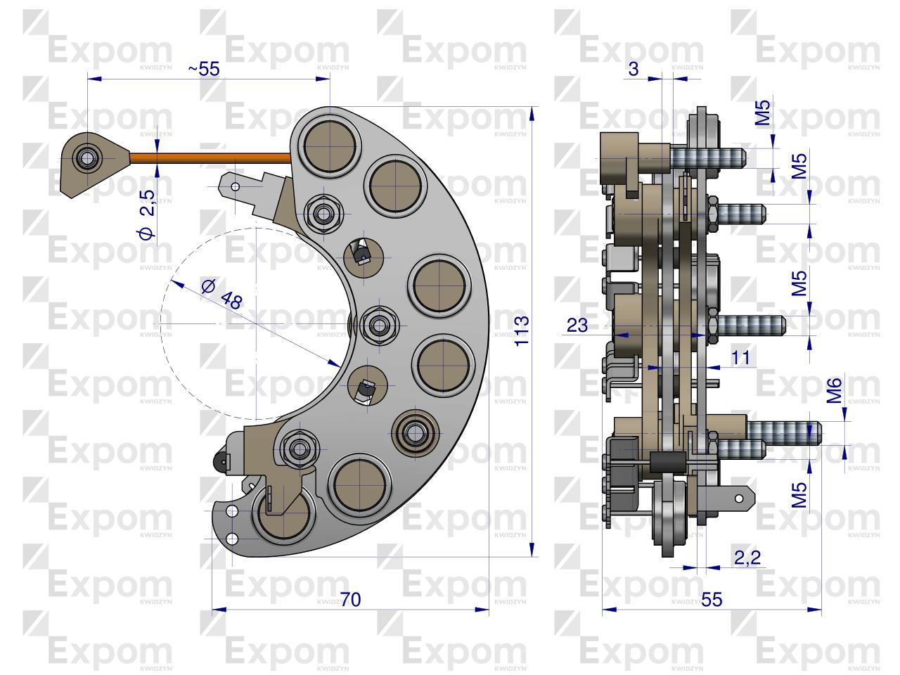 Prostownik alternatora 9515672EX C-385 Nowy Typ EXPOM KWIDZYN eu 