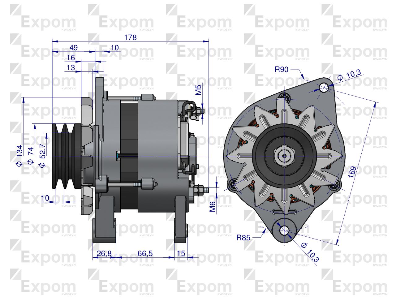 Alternator 2-paski 80642385 C-385 Nowy Typ EXPOM KWIDZYN eu 