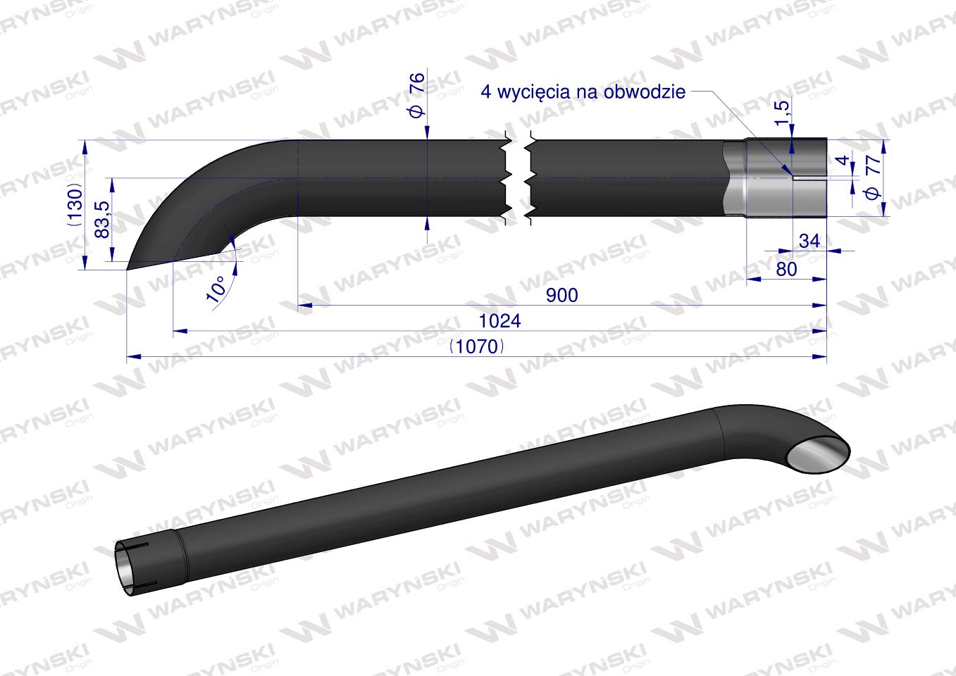 Tłumik rura IH189049 Case WARYŃSKI