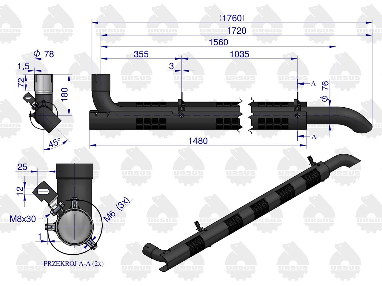 Rura Tłumik kpl AL164277W WARYŃSKI