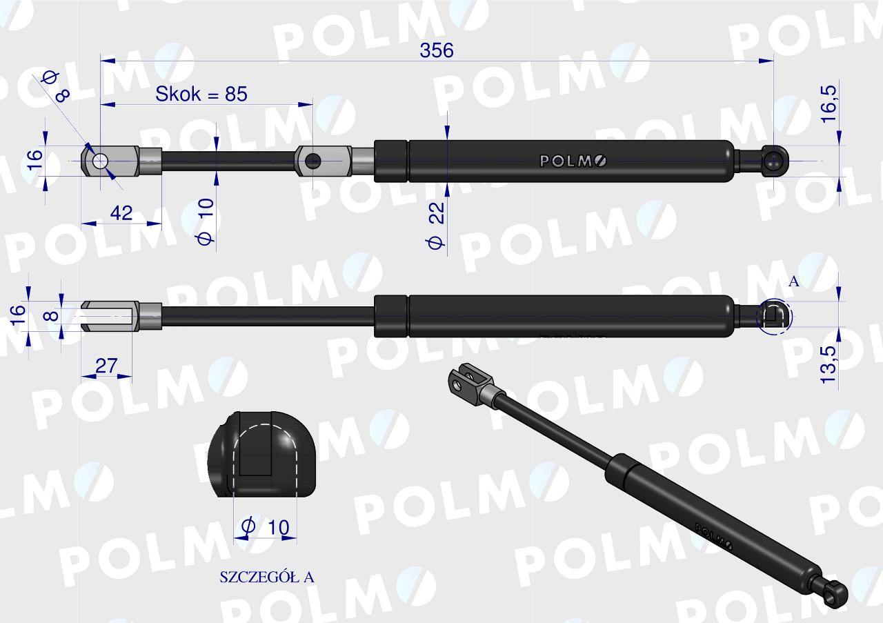 Siłownik podnoszenia maski John Deere AL77767 POLMO