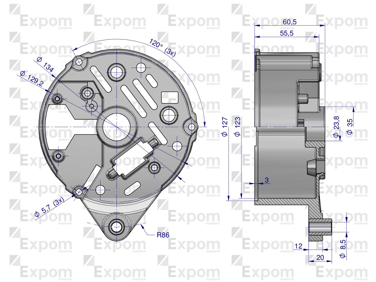 Pokrywa tylna alternatora AX230000 AX260000EX C-330 C-360 Nowy Typ EXPOM KWIDZYN eu 