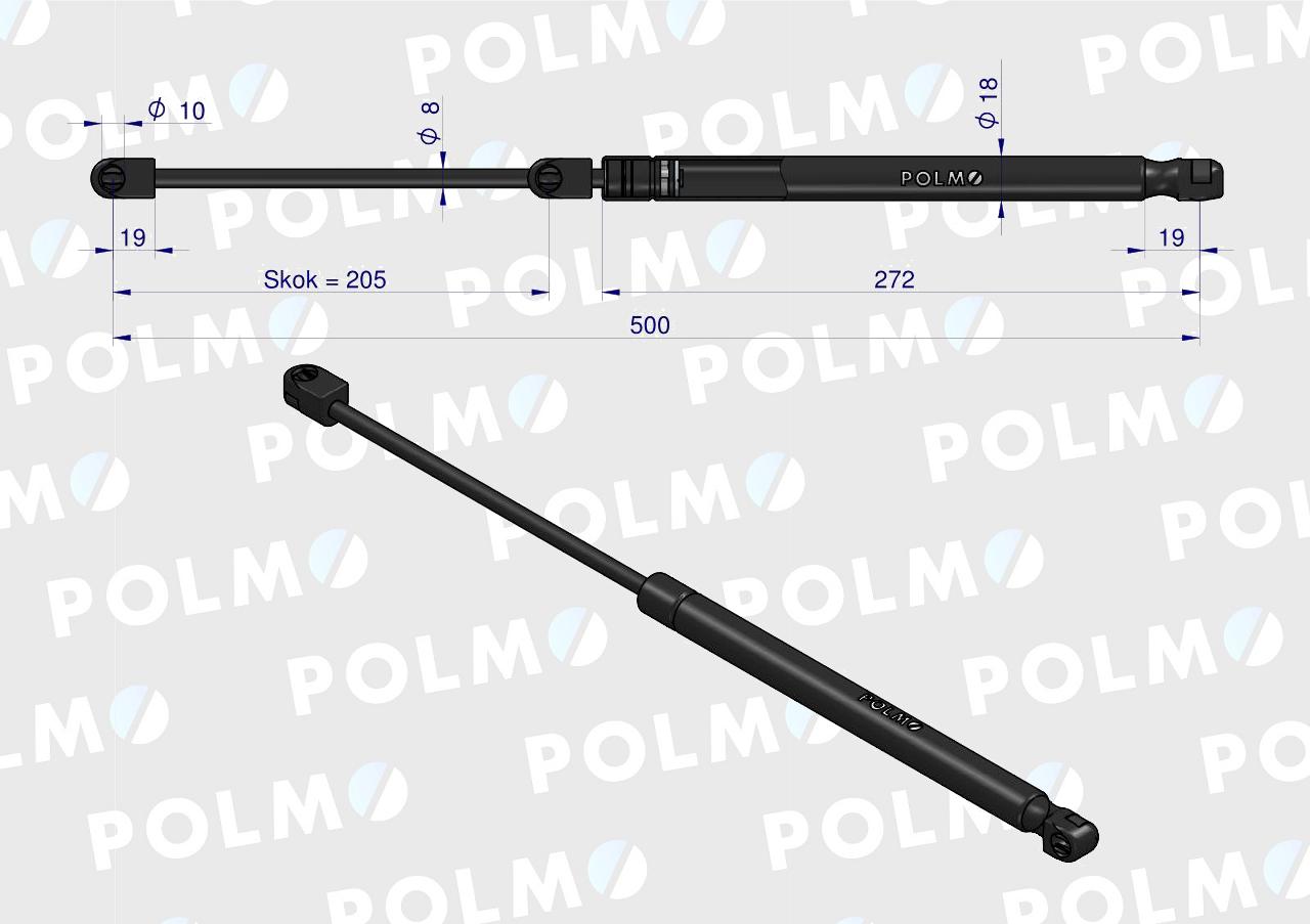 Siłownik szyby przedniej L max. 506mm CA592285P FENDT POLMO
