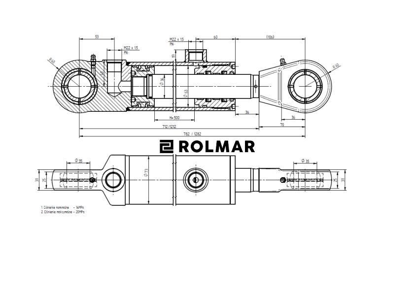 Cylinder hydrauliczny CJ2F-63/36-500Z (dwustronny) do Ładowacz TUR Kraj