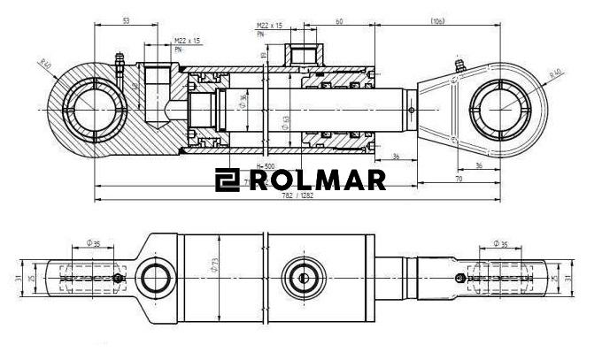 Cylinder hydrauliczny CJ2F-63/36-500Z (dwustronny) do Ładowacz TUR Kraj