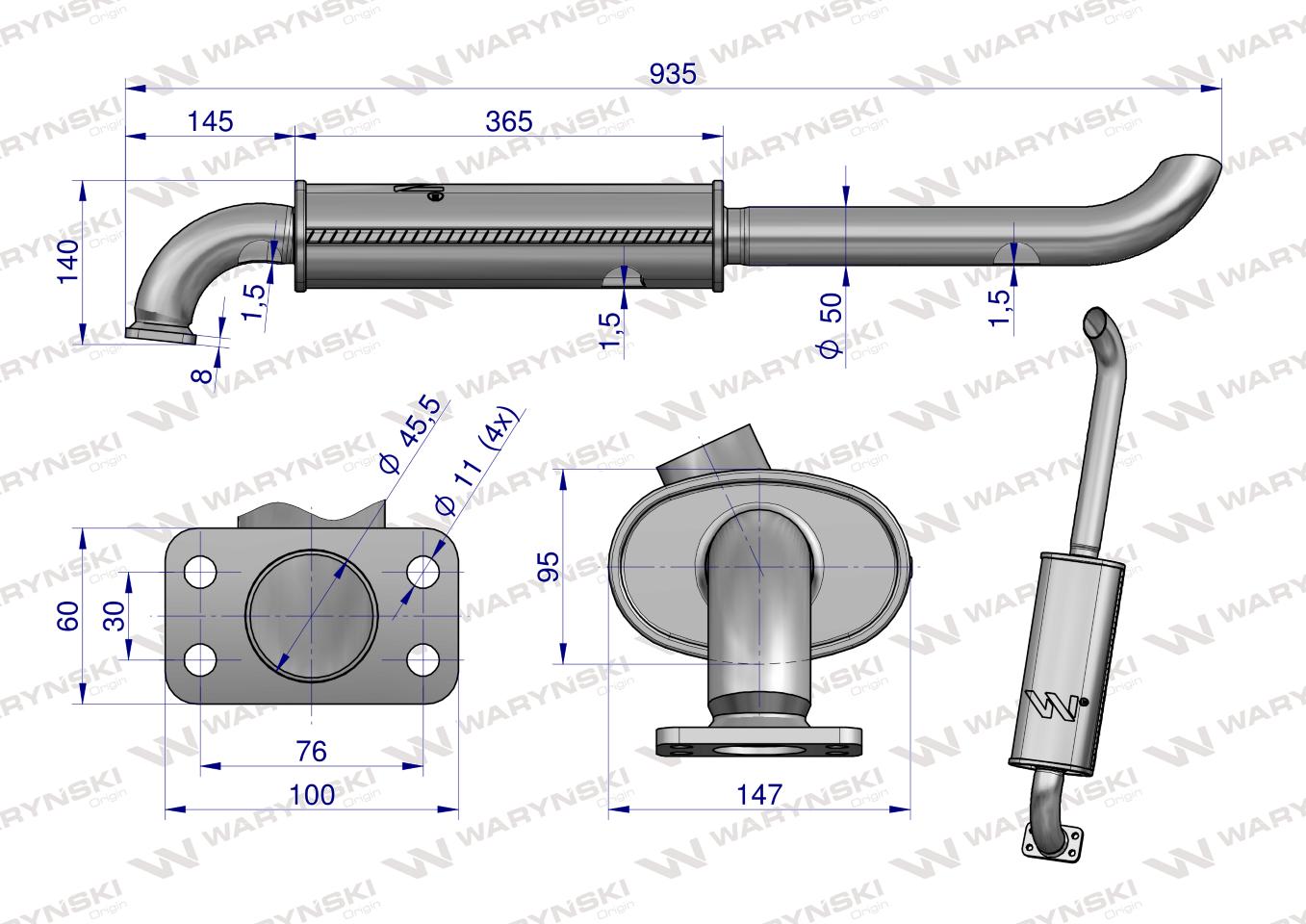 Tłumik T25 INOX WARYŃSKI
