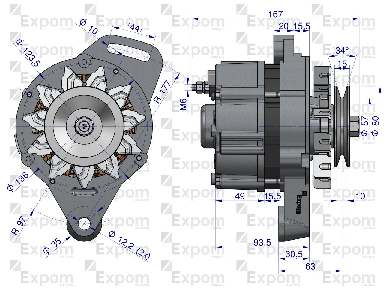 Alternator A124F 14V 44A URSUS 912-1614  EXPOM KWIDZYN eu