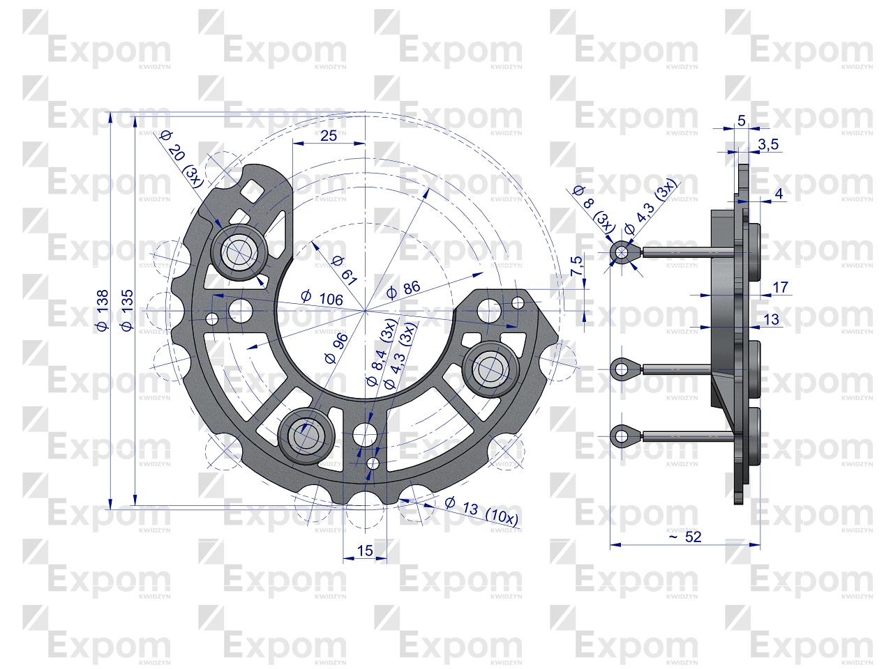 Prostownik kompletny alternatora EX257000 A120 Bizon EXPOM KWIDZYN eu