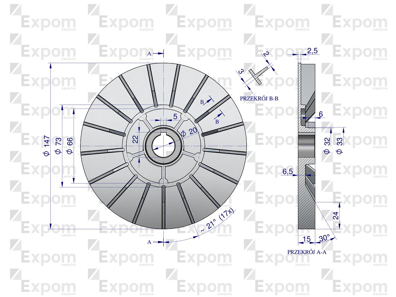 Wentylator alternatora EX257000 A120 Bizon EXPOM KWIDZYN eu