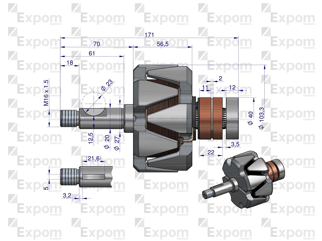 Wirnik alternatora EX257000 A120 Bizon NOWY TYP EXPOM KWIDZYN eu