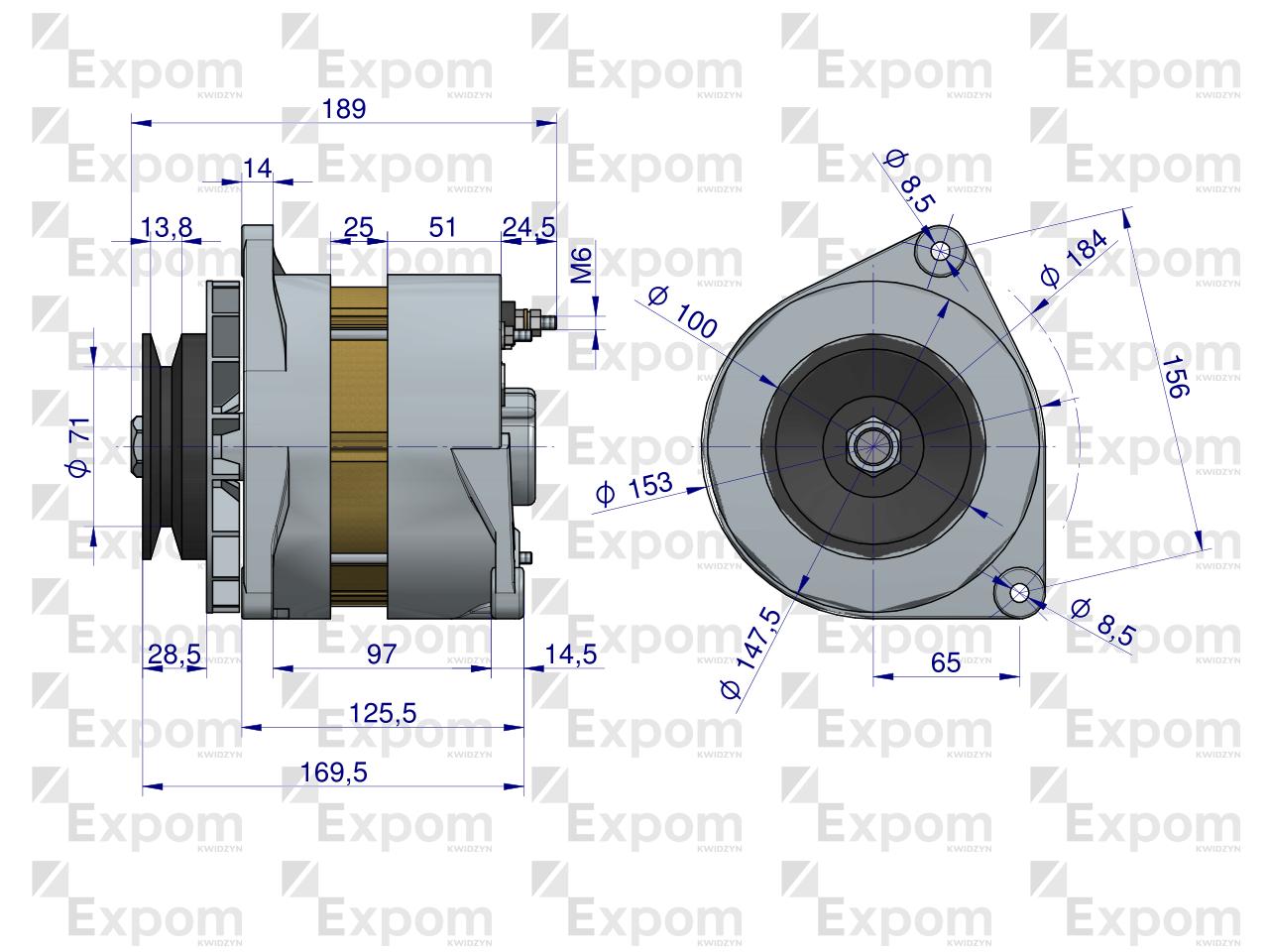 Alternator A120E 400257ER. 3660200 28V 40A Bizon EXPOM KWIDZYN eu