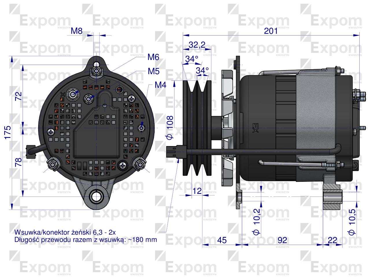 Alternator MTZ  80A z przewodem EXPOM KWIDZYN eu