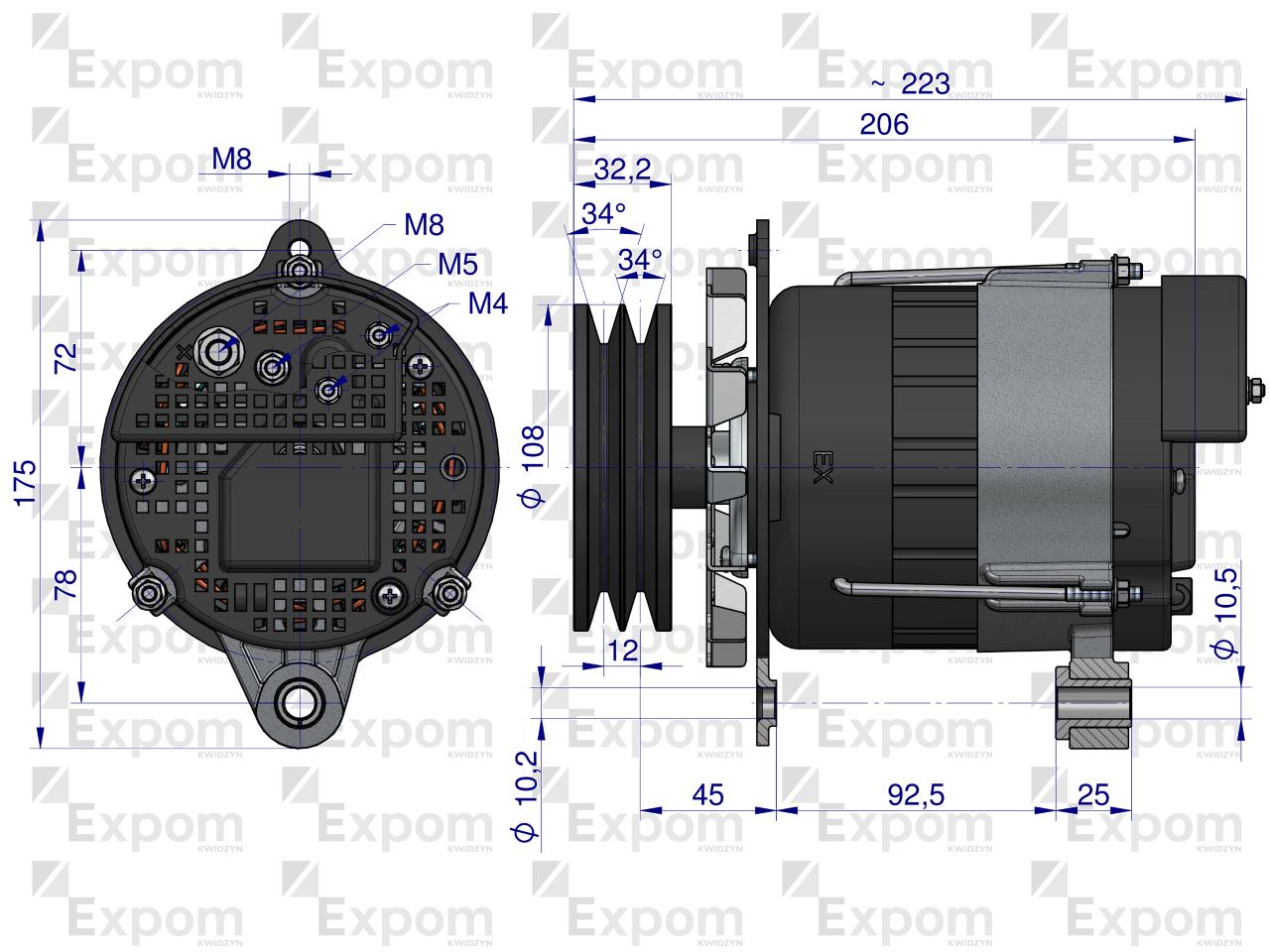 Alternator MTZ 100A podwójne koło pasowe KWIDZYN eu