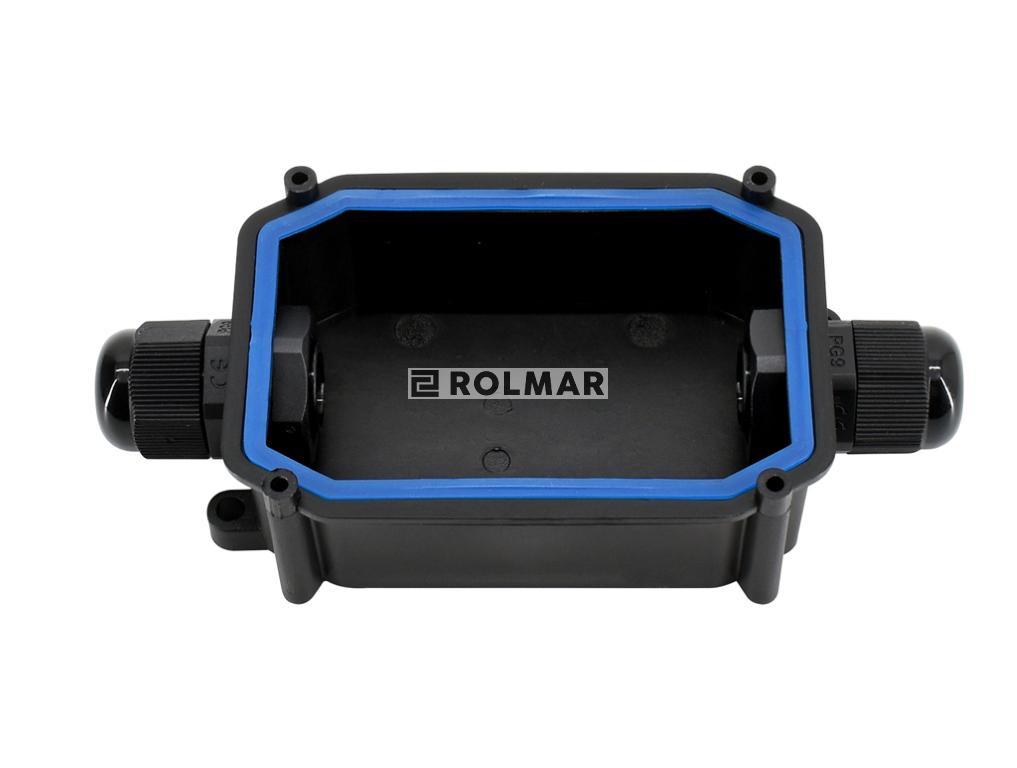 Uniwersalna hermetyczna prostokątna puszka łączeniowa z dławicami x2 IP66