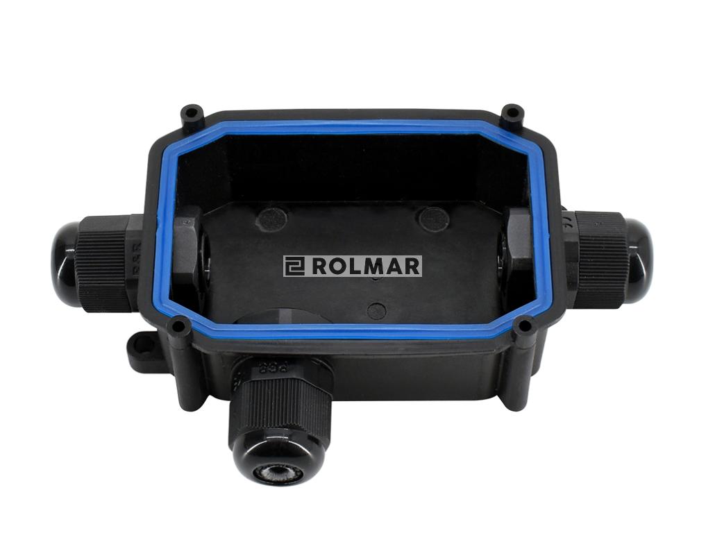 Uniwersalna hermetyczna prostokątna puszka łączeniowa z dławicami x3 IP66