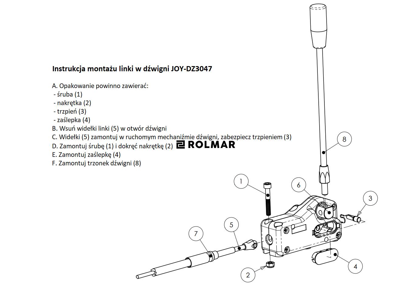 Dźwignia 3047 do sterowania rozdzielaczem hydraulicznym (na linki. widełki)