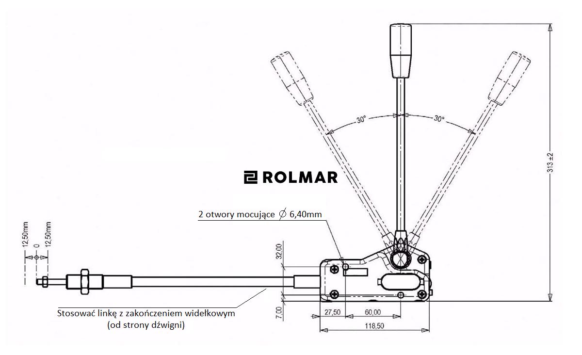Dźwignia 3047 do sterowania rozdzielaczem hydraulicznym (na linki. widełki)