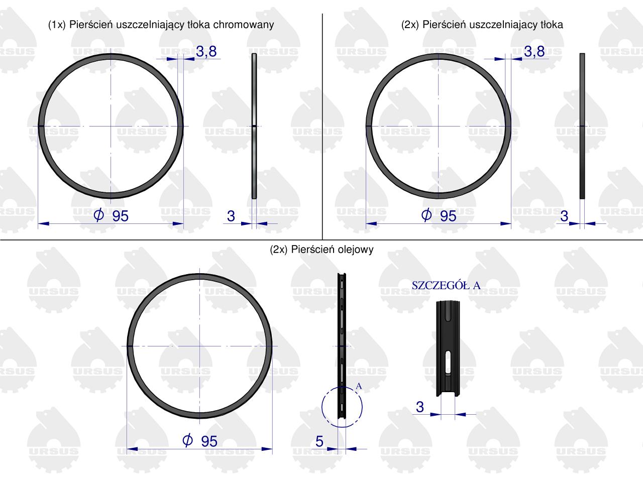 Komplet pierścieni tłokowych silnika 1-tłok K41310, K1-1310-000 C-360 ORYGINAŁ URSUS