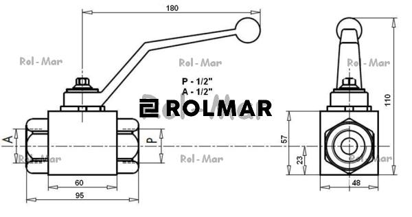 Zawór kulowy hydrauliczny dwudrożny 25 MPA 3/4"