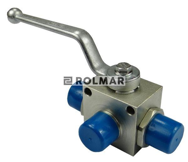 Zawór kulowy hydrauliczny 3-drożny M22x1.5 z otworami montażowymi