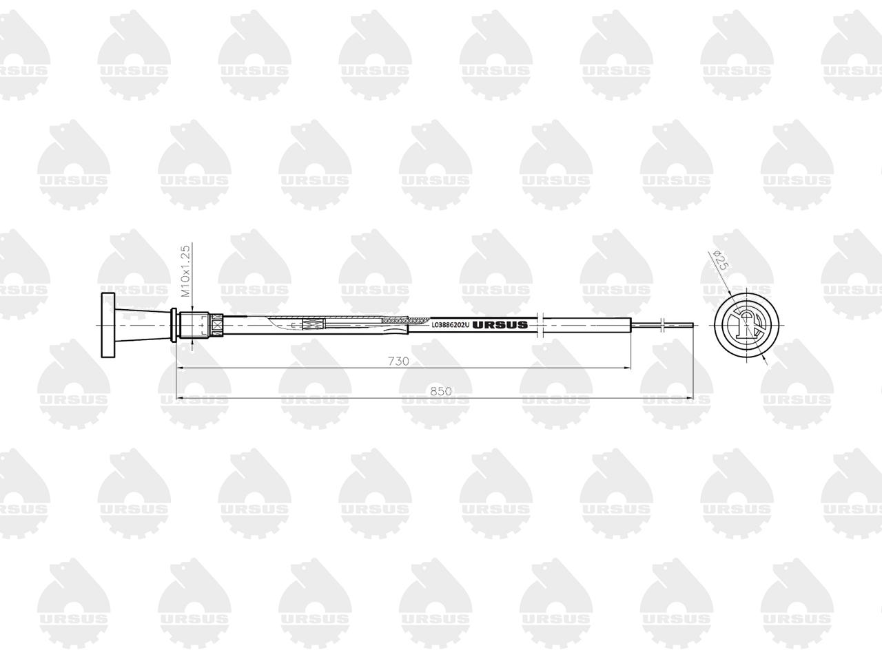 Linka - Gaszenie silnika L-850mm 1874438M1 MF ORYGINAŁ URSUS