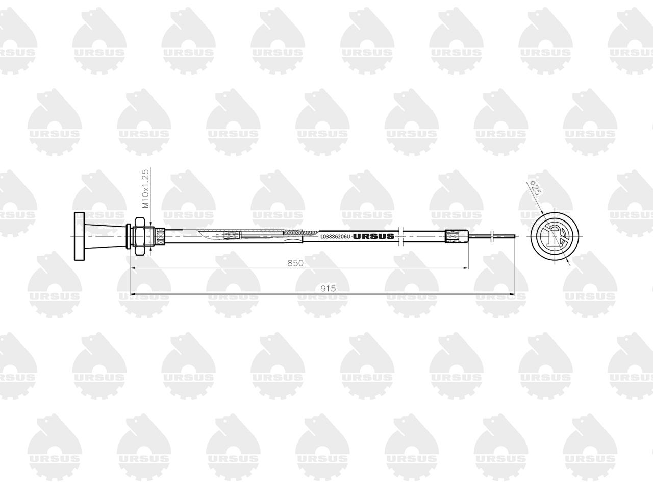 Linka - Gaszenie silnika L-915mm 1699561M91 MF 4512 ORYGINAŁ URSUS