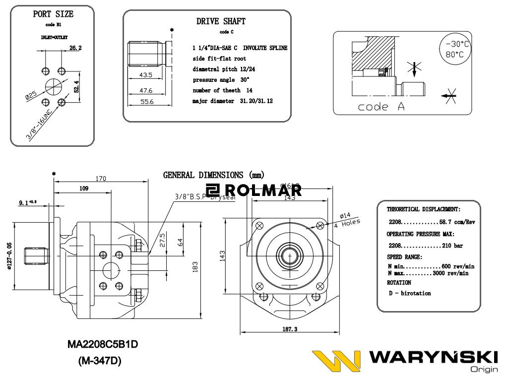 Silnik hydrauliczny M347D MA2208C5B1D JCB 800, JCB 805 Waryński