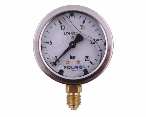Manometr glicerynowy M63 0-25 bar dolne przyłącze G1/4" POLMO