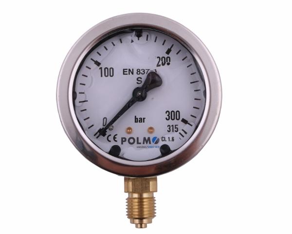 Manometr glicerynowy M63 0-315 bar dolne przyłącze G1/4" POLMO