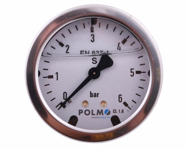 Manometr glicerynowy M63 0-6 bar tylne przyłącze G1/4" POLMO