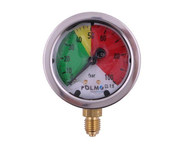 Manometr glicerynowy M63 0-100 bar gwint M12x1.5 dolne przyłącze. obudowa kwasoodporna. Opryskiwacz POLMO