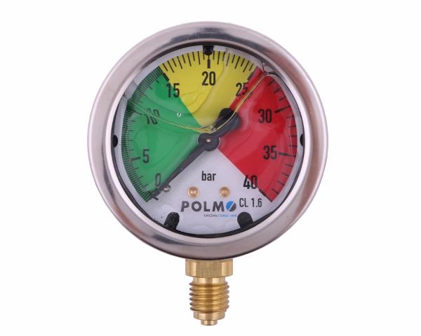 Manometr glicerynowy M63 0-40 bar gwint M12x1.5 dolne przyłącze. obudowa kwasoodporna. Opryskiwacz POLMO