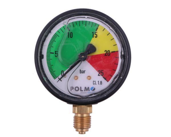Manometr glicerynowy M63 0-25 bar. gwint G1/4" dolne przyłącze. obudowa plastikowa. Opryskiwacz POLMO