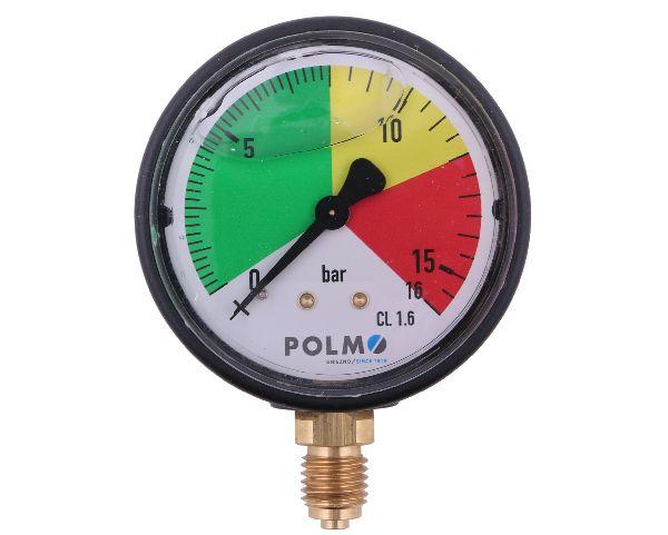 Manometr glicerynowy M63 0-16 bar. gwint M12x1.5 dolne przyłącze. obudowa plastikowa. Opryskiwacz POLMO