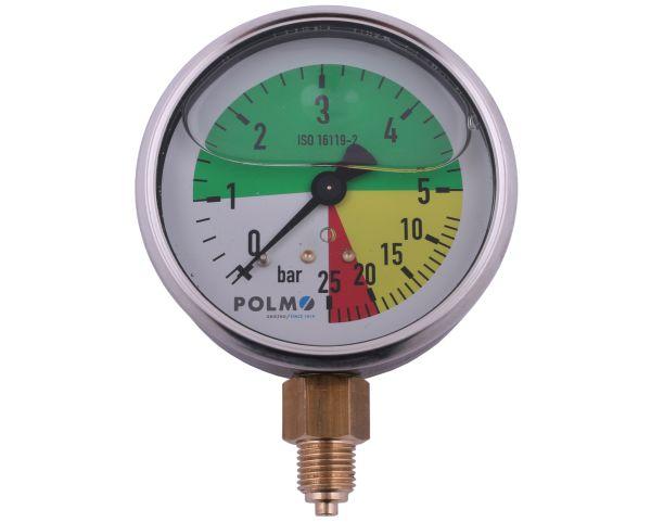 Manometr glicerynowy M80 0-5/25 bar gwint G1/4" dolne przyłącze. do Opryskiwaczy firmy Krukowiak POLMO