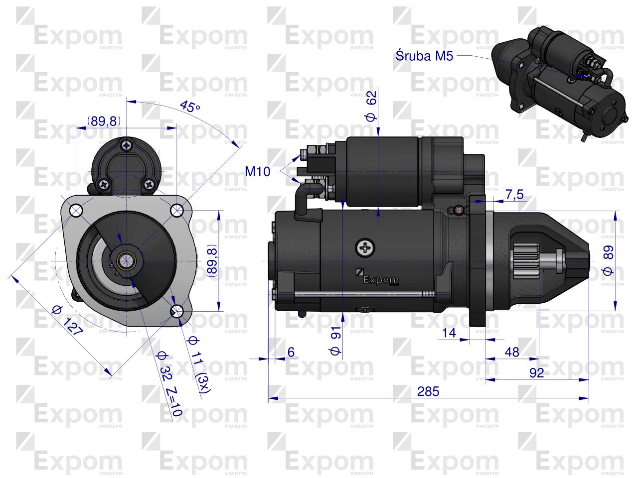 Rozrusznik 12V CASE Typ Iskra  MS148 EXPOM KWIDZYN eu