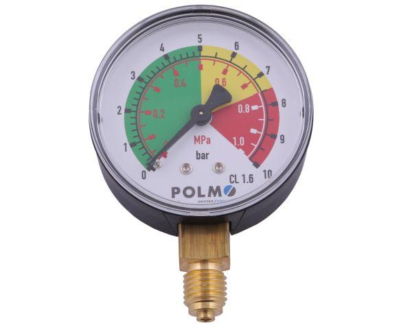 Manometr suchy M63 0-10 bar (1Mpa) gwint M12x1.5 dolne przyłącze. Opryskiwacz POLMO
